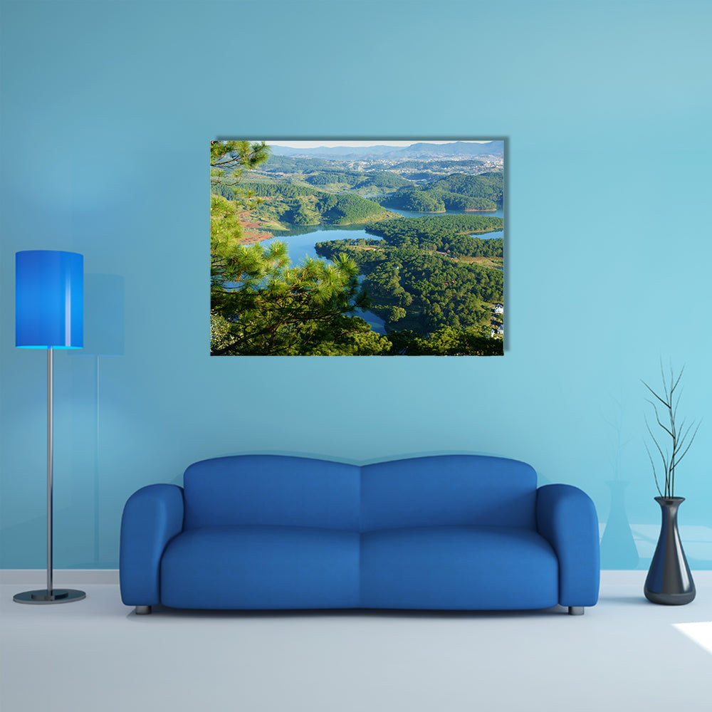 A Fantastic landscape of eco lake for travel at Dalat Multi Panel canvas wall art