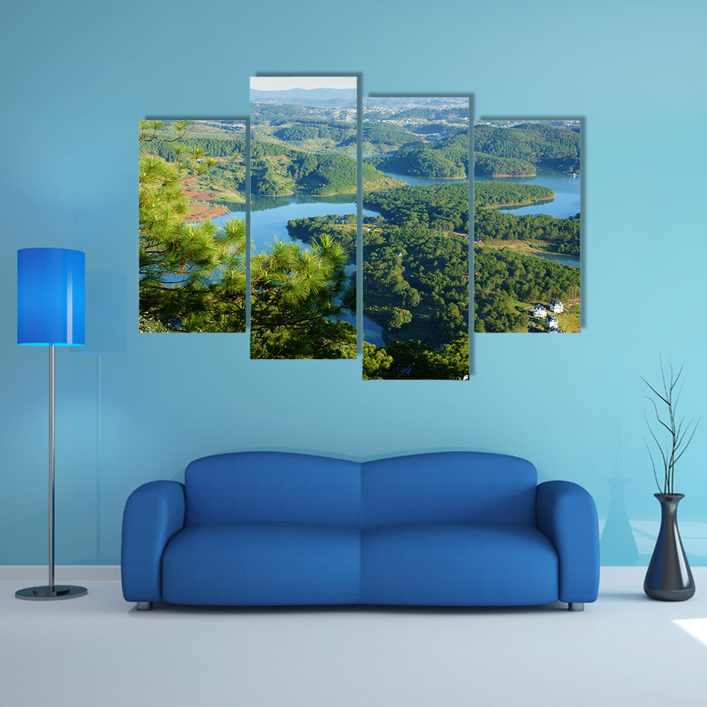 A Fantastic landscape of eco lake for travel at Dalat Multi Panel canvas wall art