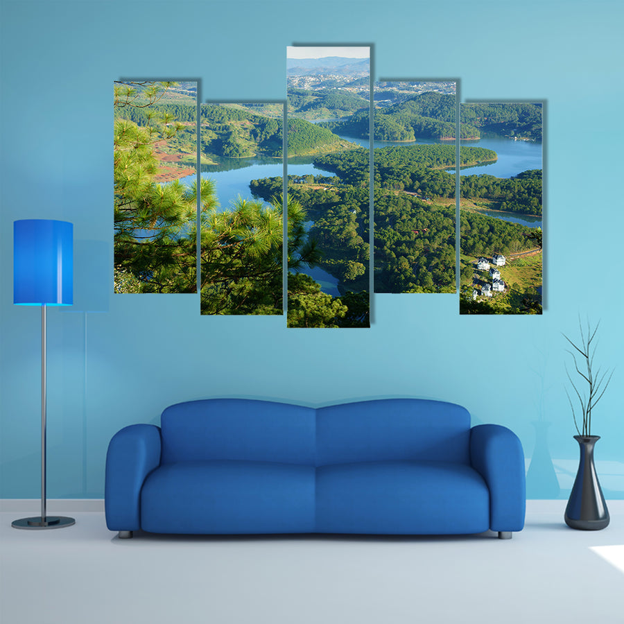 A Fantastic landscape of eco lake for travel at Dalat Multi Panel canvas wall art