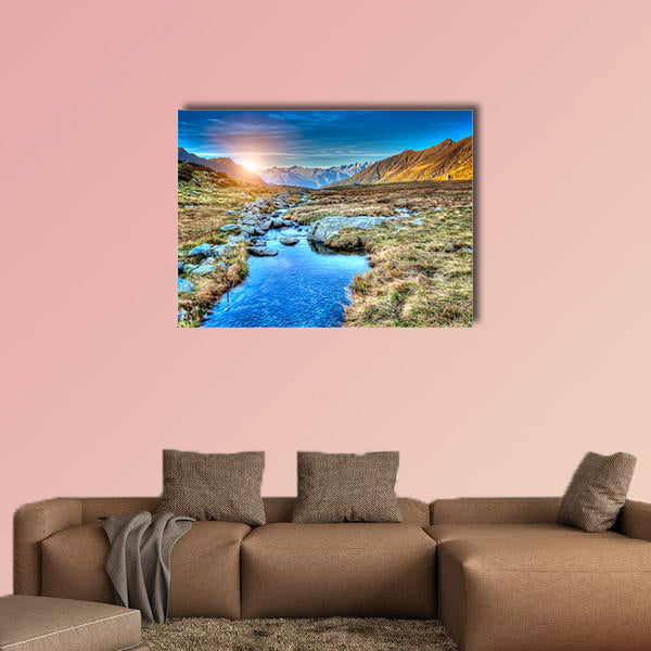 A prairie sunset in mountain Multi panel canvas wall art