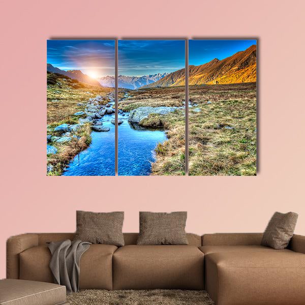 A prairie sunset in mountain Multi panel canvas wall art