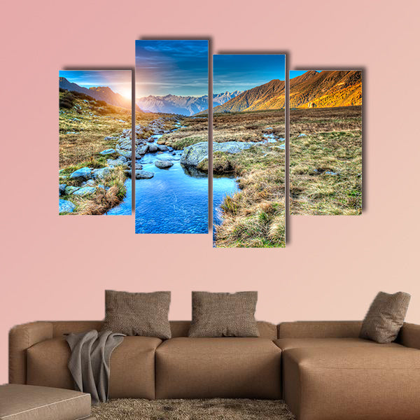 A prairie sunset in mountain Multi panel canvas wall art