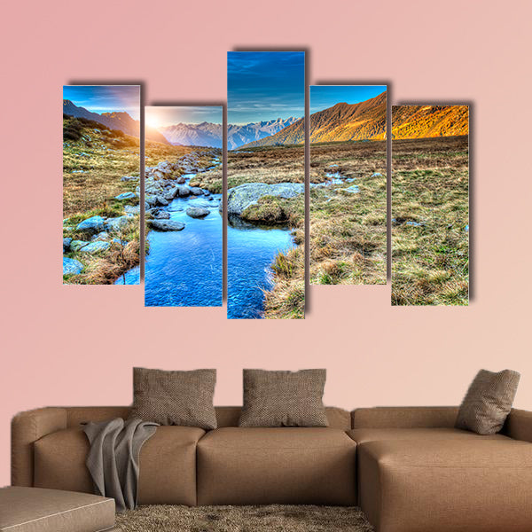 A prairie sunset in mountain Multi panel canvas wall art