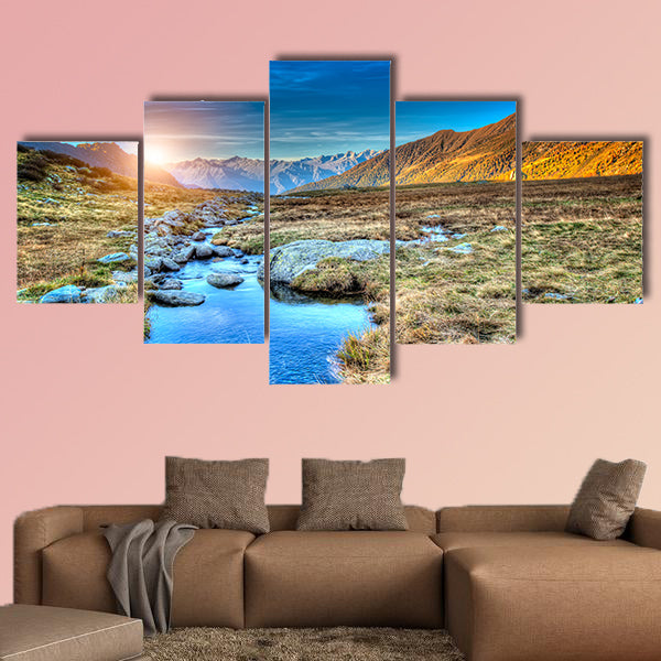A prairie sunset in mountain Multi panel canvas wall art