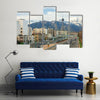 Cars passing in a highway of Tehran with Milad Tower and Alborz Mountains in the background Multi Panel Canvas Wall Art