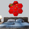 Closeup of silky Chinese flag hexagonal canvas wall art