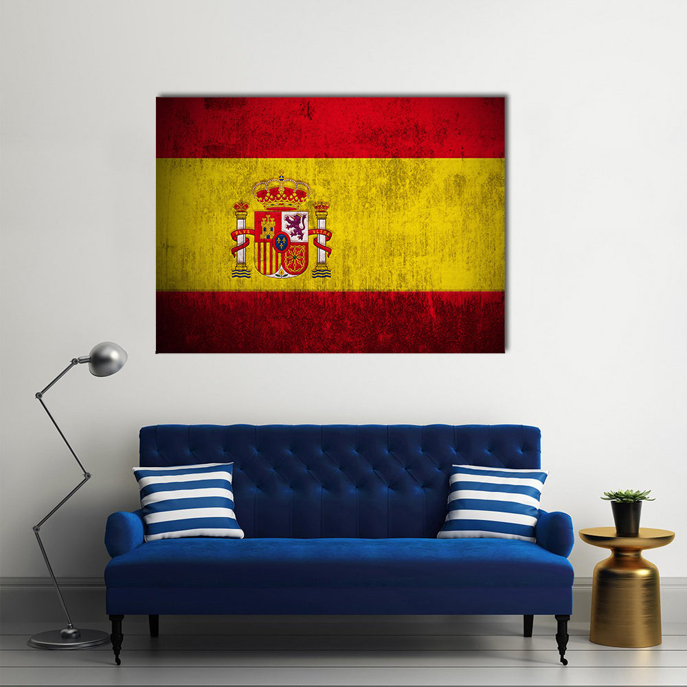 Flag Of Spain, fabric textured Multi panel canvas wall art
