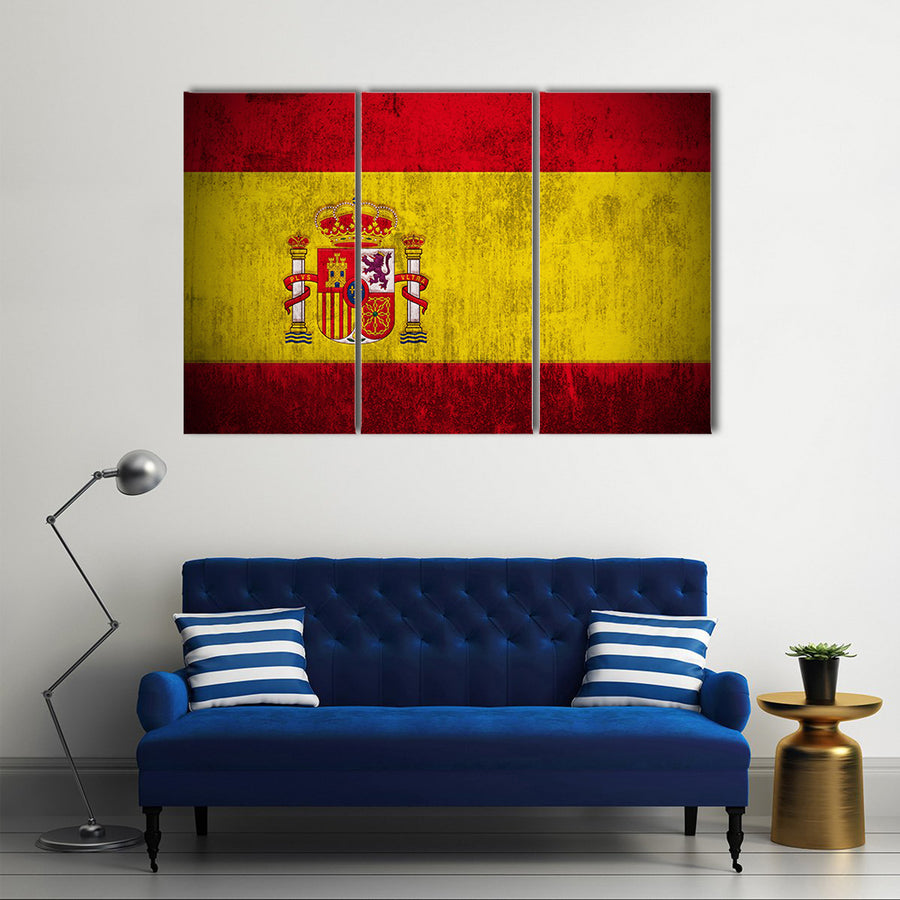 Flag Of Spain, fabric textured Multi panel canvas wall art