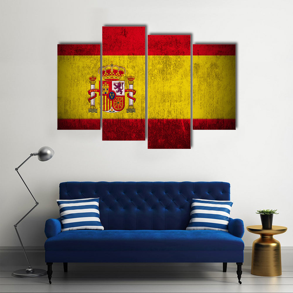 Flag Of Spain, fabric textured Multi panel canvas wall art