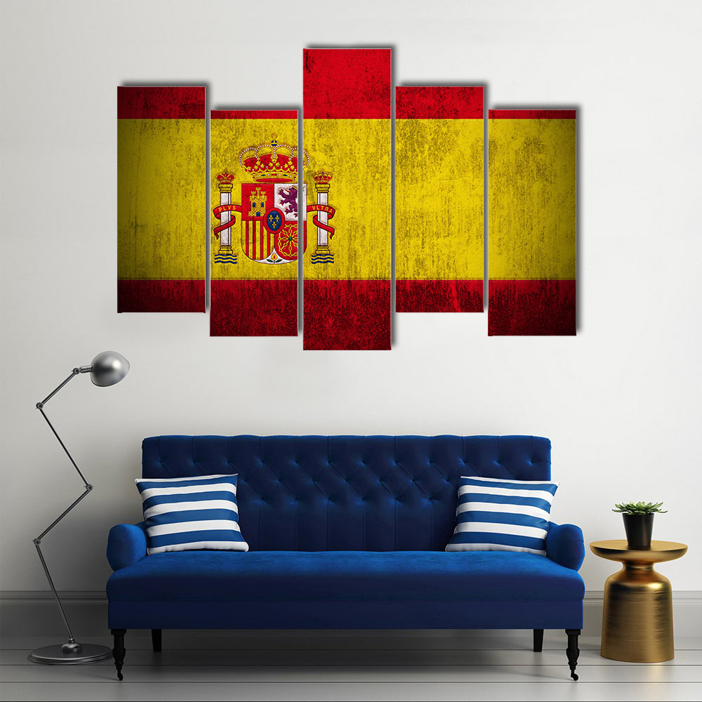 Flag Of Spain, fabric textured Multi panel canvas wall art