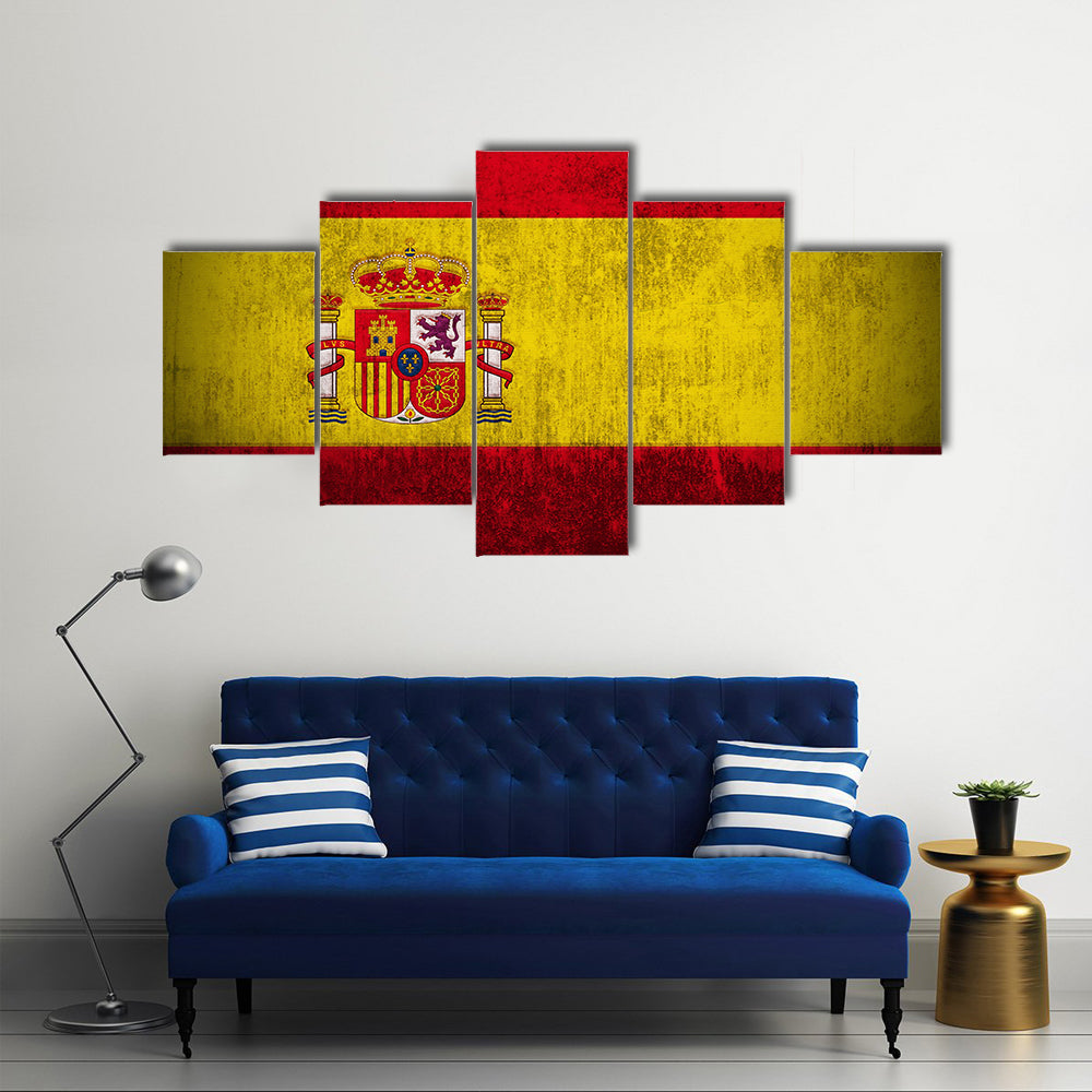Flag Of Spain, fabric textured Multi panel canvas wall art