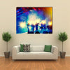 Ensemble Playing Night Concert on the Stage Multi Canvas Print Wall Art