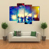 Ensemble Playing Night Concert on the Stage Multi Canvas Print Wall Art