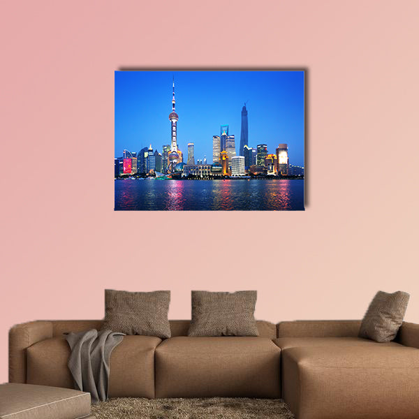 Shanghai at night, China. Multi panel canvas wall art
