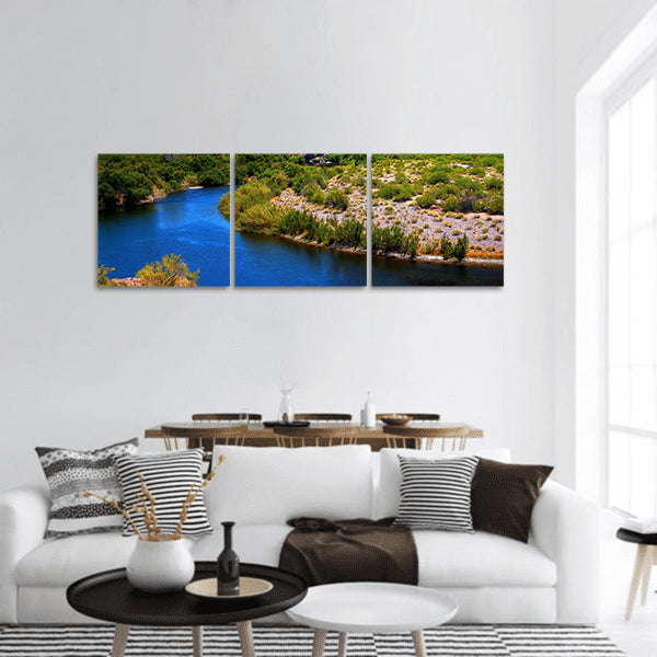 Salt River with large moon in background panoramic canvas wall art