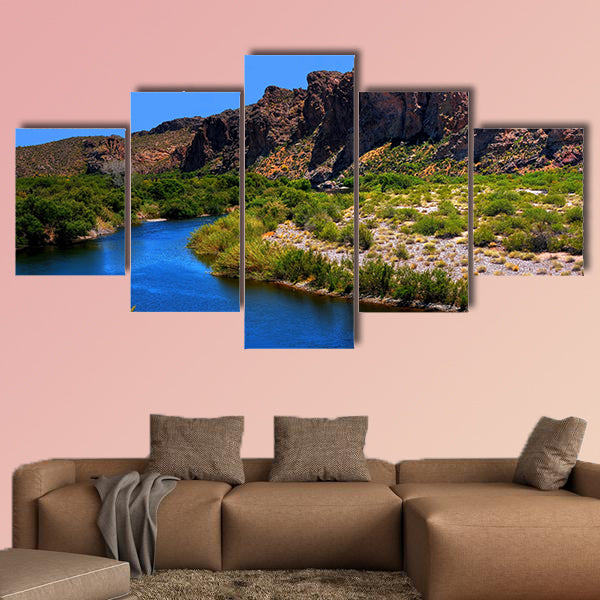 Salt River with large moon in background multi panel canvas wall art