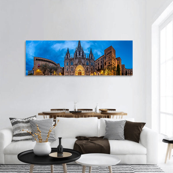 Cathedral of the Holy Cross and Saint Eulalia , Barcelona panoramic canvas wall art