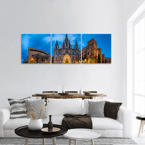 Cathedral of the Holy Cross and Saint Eulalia , Barcelona panoramic canvas wall art