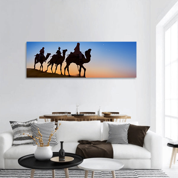 Three Wise Men and Camel carvan panoramic canvas wall art