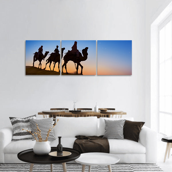 Three Wise Men and Camel carvan panoramic canvas wall art