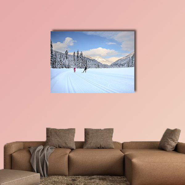 Cross-country skiing trail near Bayrischzell in Germany Multi panel canvas wall art