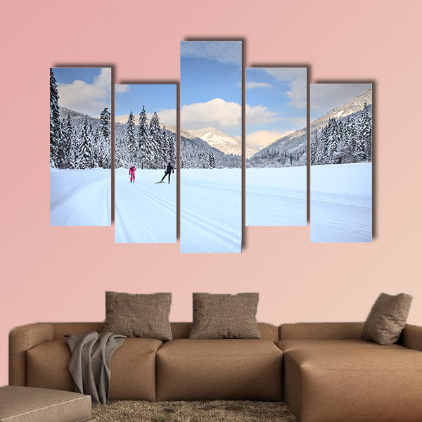 Cross-country skiing trail near Bayrischzell in Germany Multi panel canvas wall art