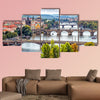 Scenic view of bridges on the Vltava River multi panel canvas wall art