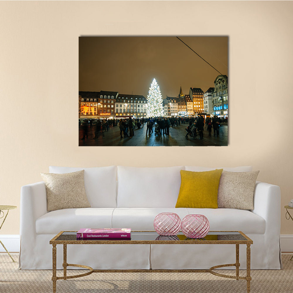 The Strasbourg Christmas Tree erected in Place Kleber Multi Panel Canvas Wall Art