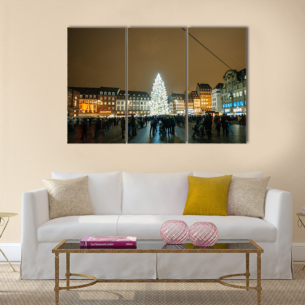 The Strasbourg Christmas Tree erected in Place Kleber Multi Panel Canvas Wall Art