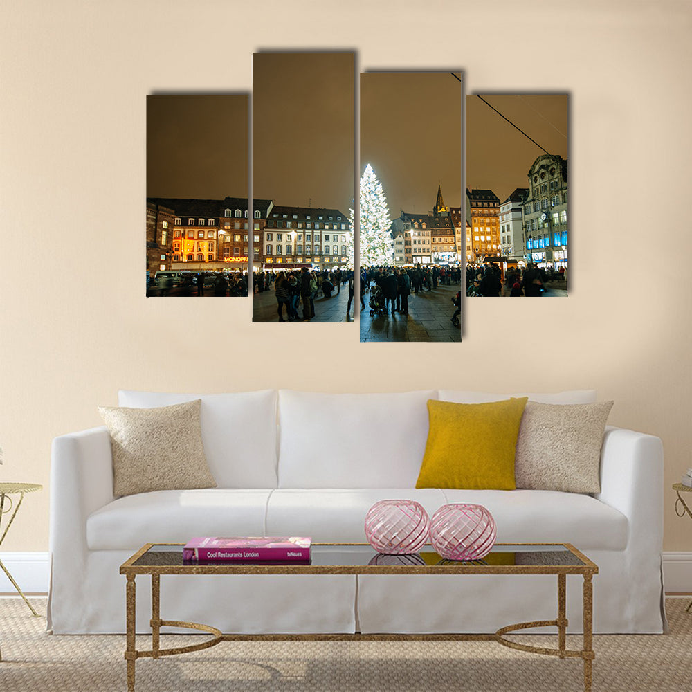 The Strasbourg Christmas Tree erected in Place Kleber Multi Panel Canvas Wall Art
