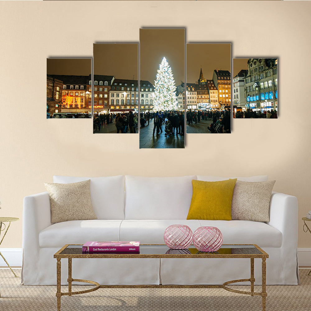 The Strasbourg Christmas Tree erected in Place Kleber Multi Panel Canvas Wall Art
