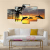 Beautiful Dolphins Near Hawaii Multi Panel Canvas Wall Art