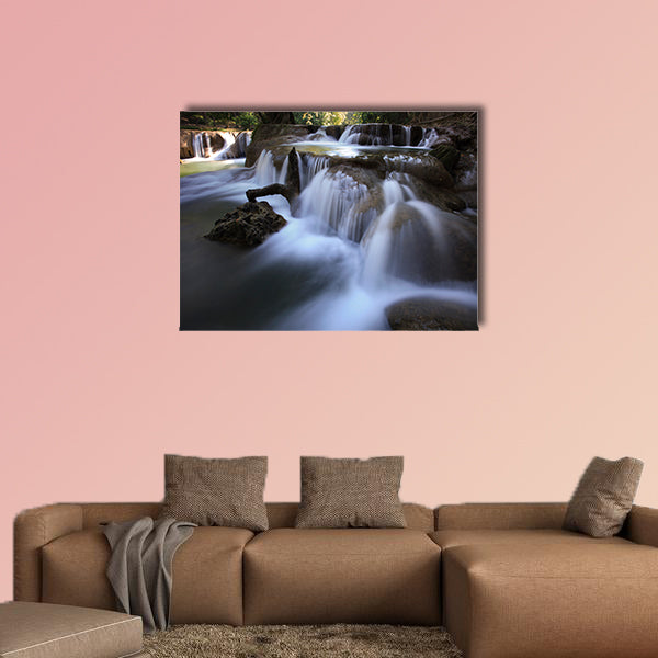 Beautiful waterfalls in pure deep forest of Thailand national park multi panel canvas wall art