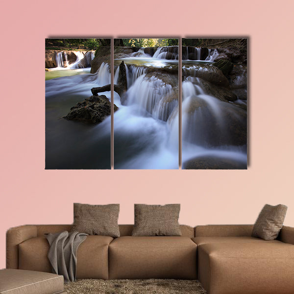 Beautiful waterfalls in pure deep forest of Thailand national park multi panel canvas wall art
