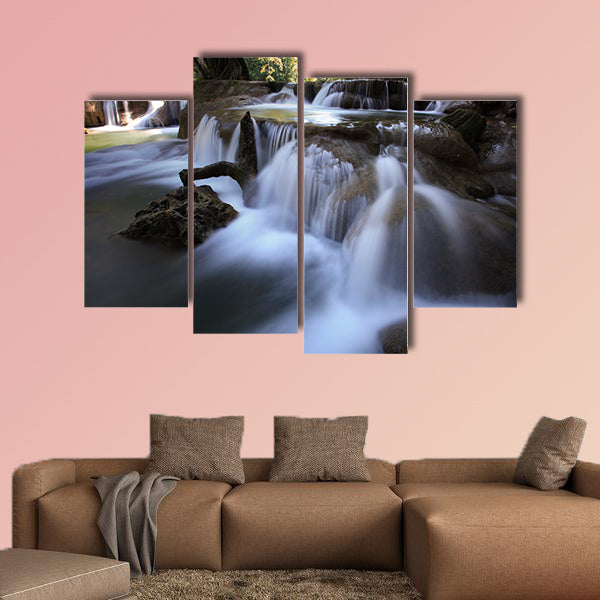 Beautiful waterfalls in pure deep forest of Thailand national park multi panel canvas wall art