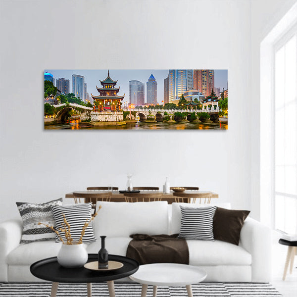 Guiyang, China city skyline on the river panoramic canvas wall art