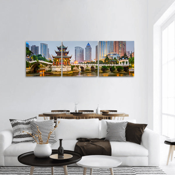 Guiyang, China city skyline on the river panoramic canvas wall art