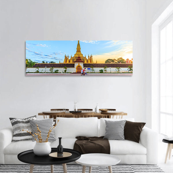 Pha That Luang temple in Vientiane, Laos, Lao P.D.R. panoramic canvas wall art