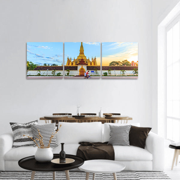 Pha That Luang temple in Vientiane, Laos, Lao P.D.R. panoramic canvas wall art