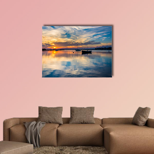 Sunset over the Folly River, in Folly Beach, South Carolina multi panel canvas wall art