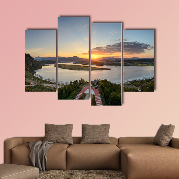 View from Hak Observatory in Sangju-si, Korea multi panel canvas wall art