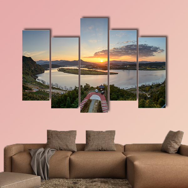 View from Hak Observatory in Sangju-si, Korea multi panel canvas wall art