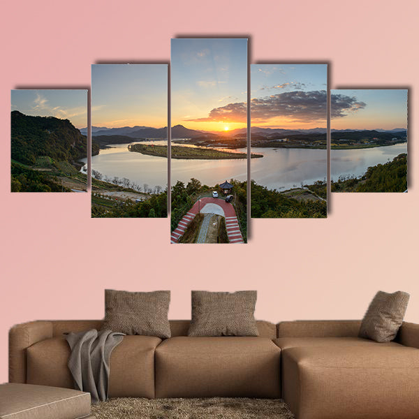 View from Hak Observatory in Sangju-si, Korea multi panel canvas wall art