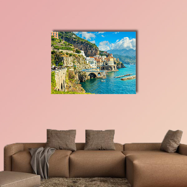 Beautiful bay and famous resort of Amalfi,Campania region, Italy, Europe multi panel canvas wall art