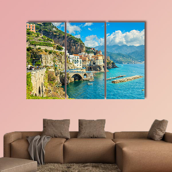 Beautiful bay and famous resort of Amalfi,Campania region, Italy, Europe multi panel canvas wall art