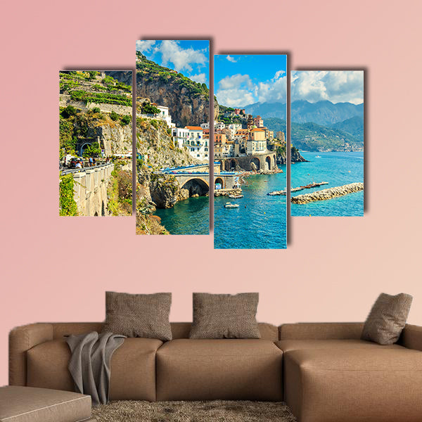 Beautiful bay and famous resort of Amalfi,Campania region, Italy, Europe multi panel canvas wall art