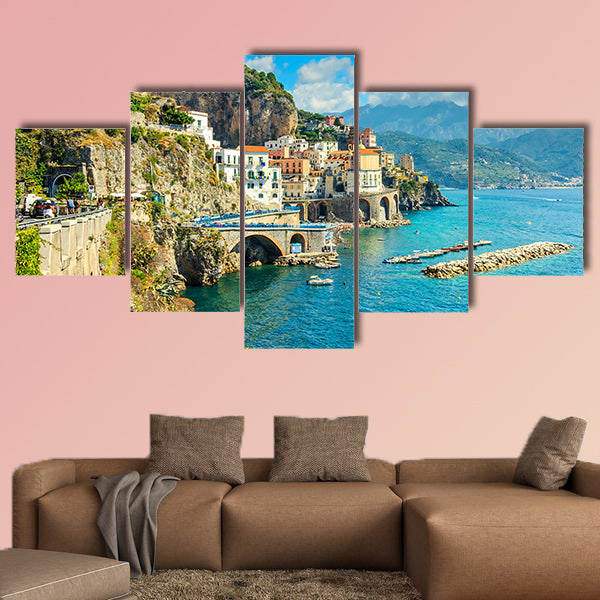 Beautiful bay and famous resort of Amalfi,Campania region, Italy, Europe multi panel canvas wall art