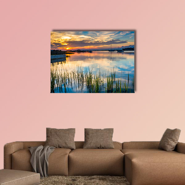 Sunset over the Folly River, in Folly Beach, South Carolina multi wall art