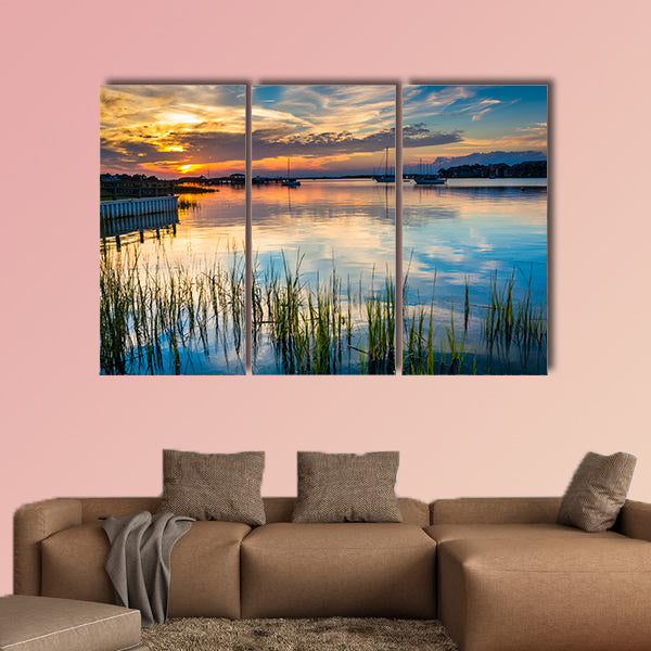Sunset over the Folly River, in Folly Beach, South Carolina multi wall art