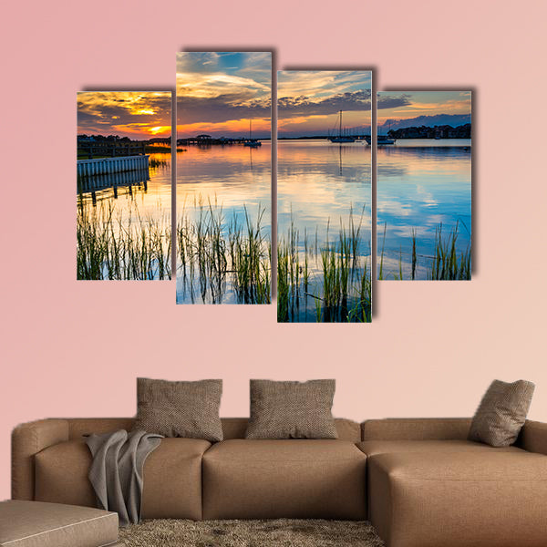 Sunset over the Folly River, in Folly Beach, South Carolina multi wall art